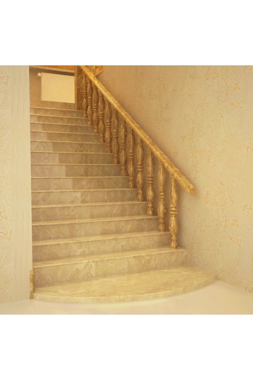 Лестница с балясинами из мрамора бежевого цвета Емперадор лайт Испания